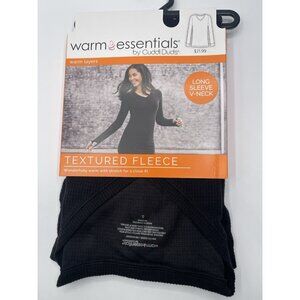 Warm Essentials Cuddl Duds Size Small Black V-neck Fleece Thermal Top Base Layer